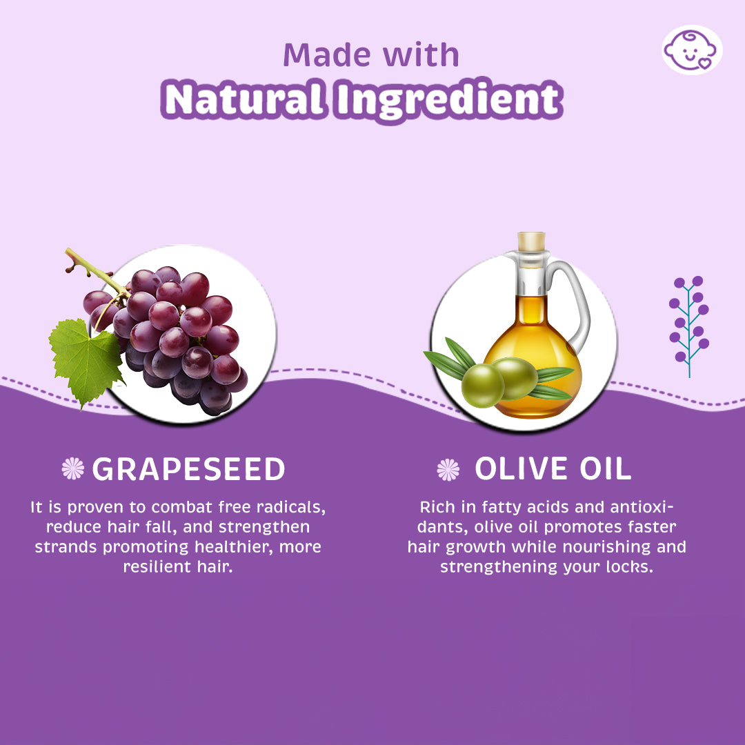 Khadi Natural Baby Hair Oil with Grapeseed and Olive, Lightweight and Non Sticky Formula, 150ml