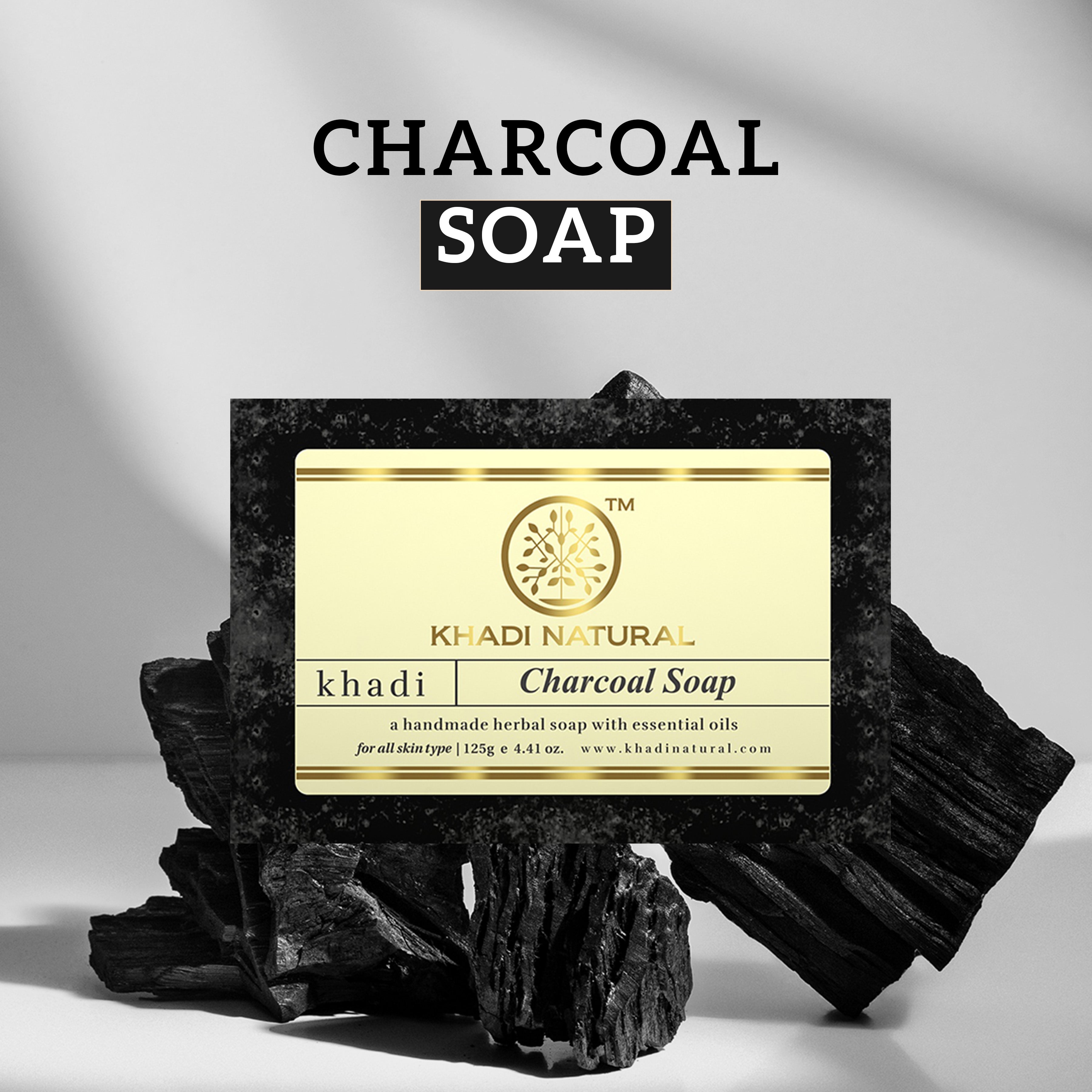 KHADI NATURAL CHARCOAL SOAP 125 g (Pack Of 8)