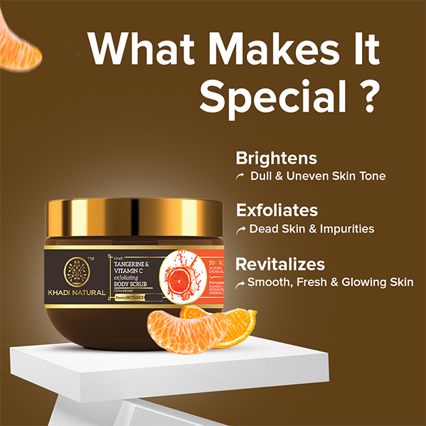 Khadi Natural Powered Botanics Tangerine & Vitamin C Exfoliating Body Scrub – 200gm