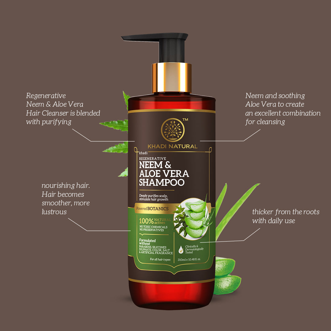 Khadi Natural Neem & Aloe Vera Hair Cleanser - Paraben, Silicones, Sulphate, Color, Salt & Artificial Fragrance Free