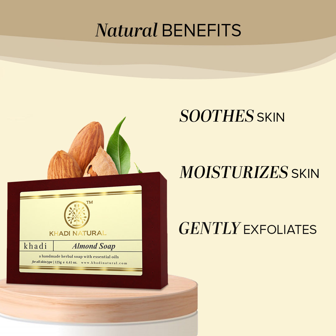 Khadi Natural Almond Soap - 125 g (Pack Of 8)