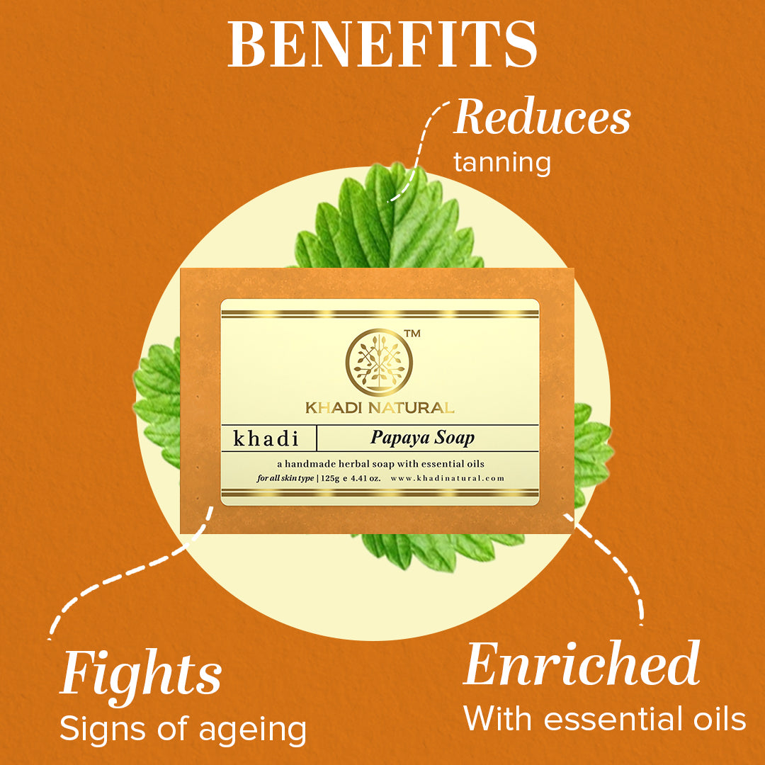 Khadi Natural Papaya Soap 125g (Pack Of 8)