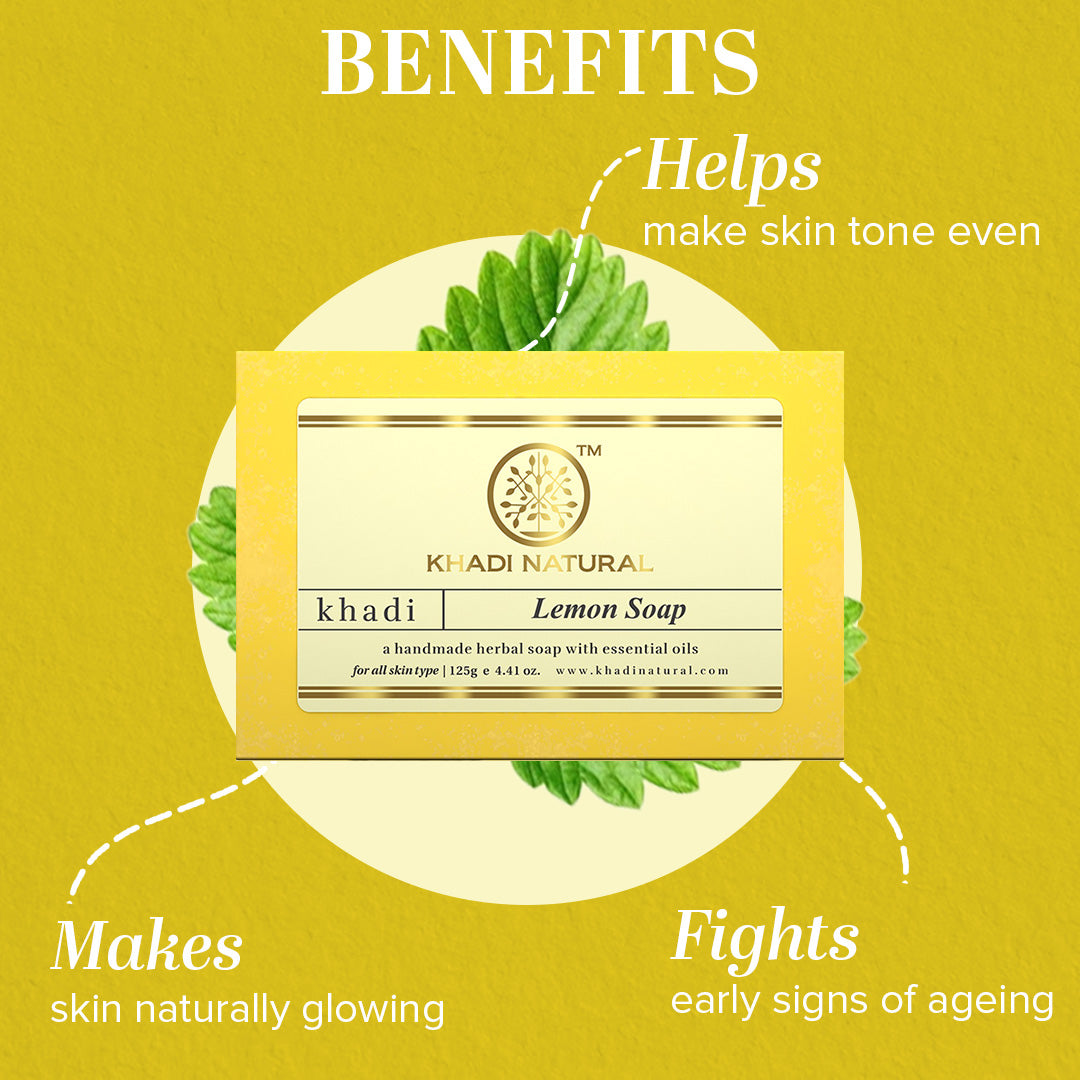 Khadi Natural Herbal Lemon Soap 125g (Pack Of 8)