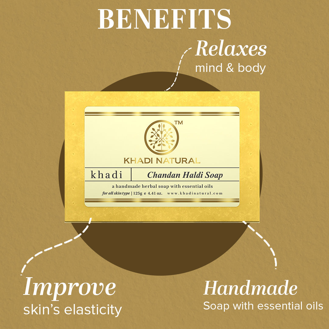 Khadi Natural Herbal Chandan Haldi Soap 125gm (Pack Of 8)