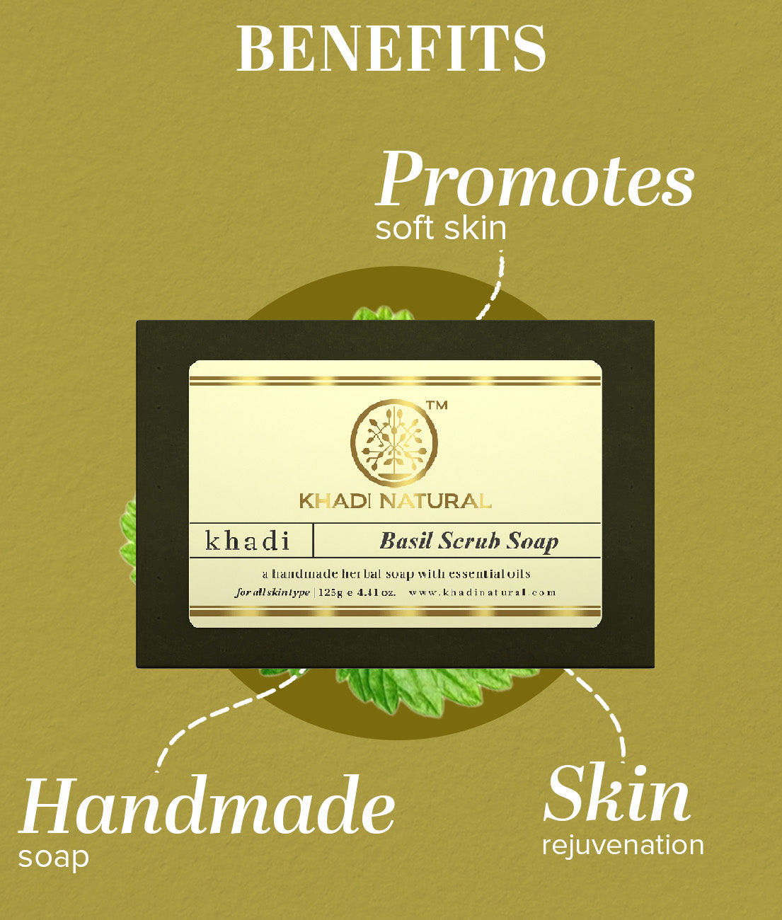 Khadi Natural Herbal Basil Scrub Soap (Pack of 8)