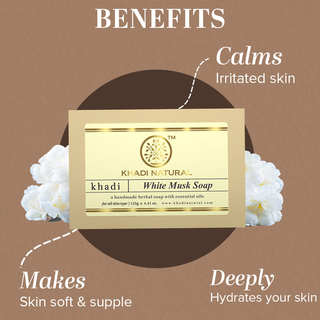 Khadi Natural Herbal White Musk Soap - 125 GM (Pack Of 8)