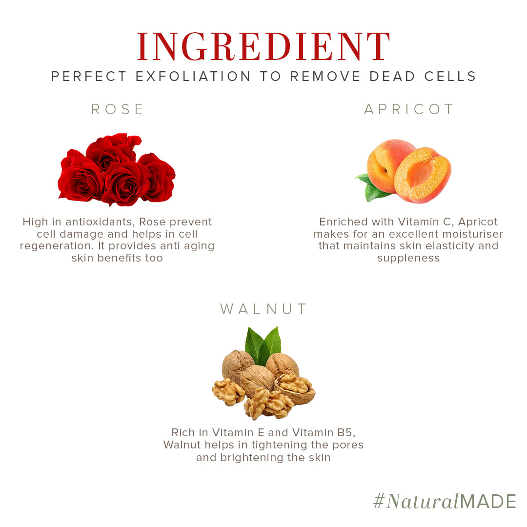 Khadi Natural Rose, Apricot & Walnut Exfoliating Facial Scrub- 50 g