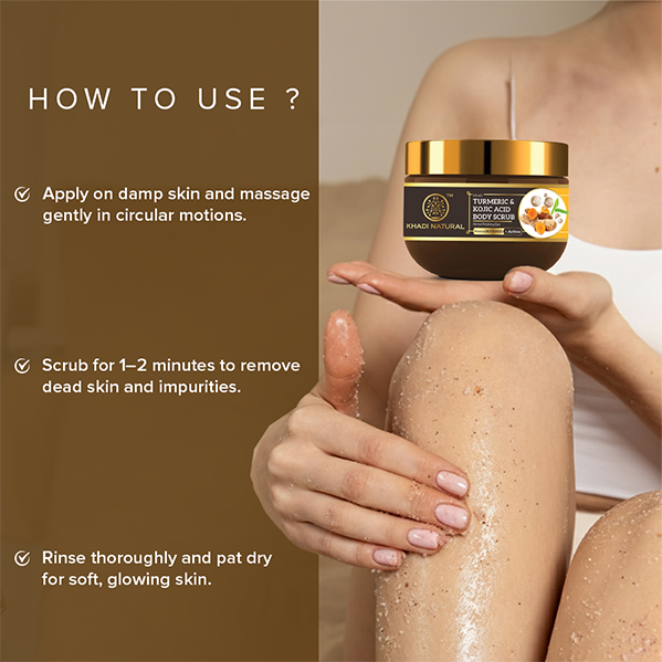 Khadi Natural Powered Botanics Turmeric & Kojic Acid Body Scrub – 200gm