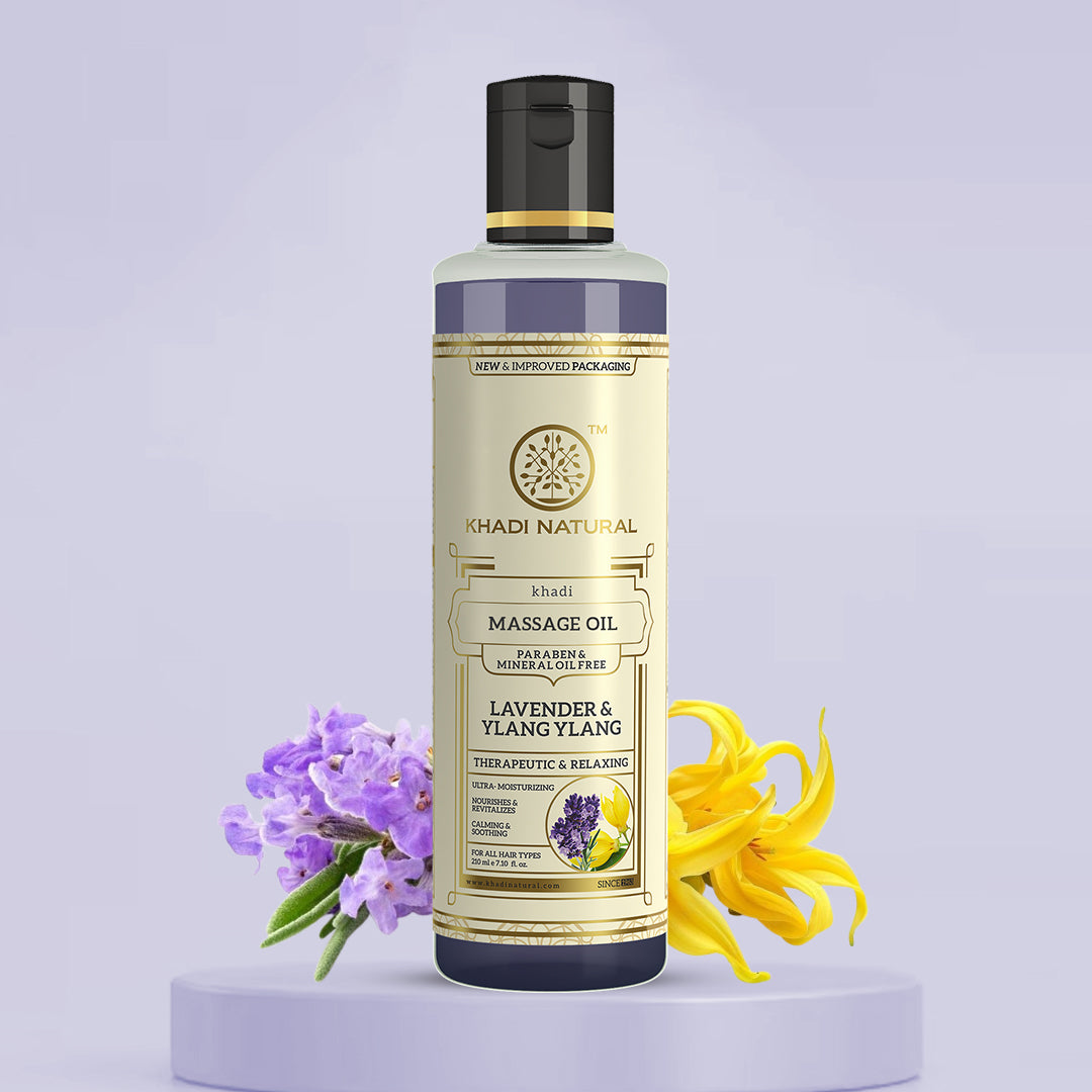 Khadi Natural Lavender & Ylang Ylang Massage Oil Paraben Mineral Oil Free 210 ml