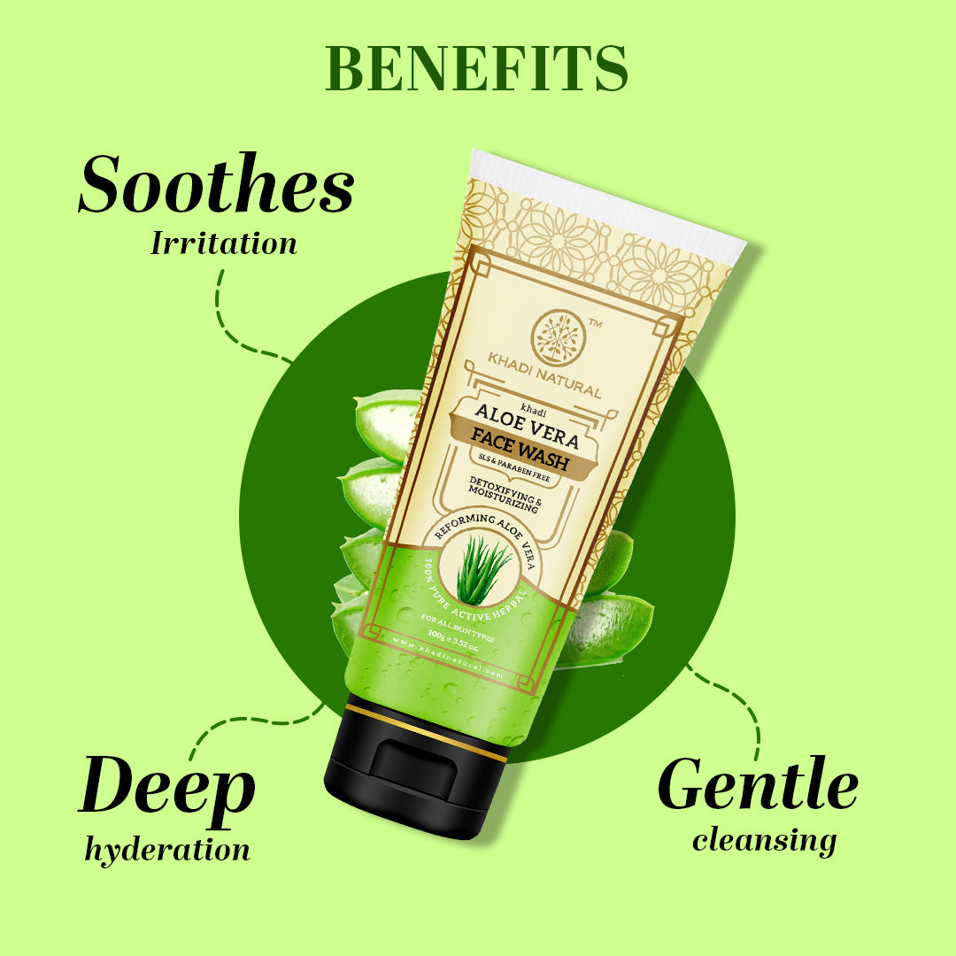 Khadi Natural Aloe Vera Face Wash Sls & Paraben Free - 100 g