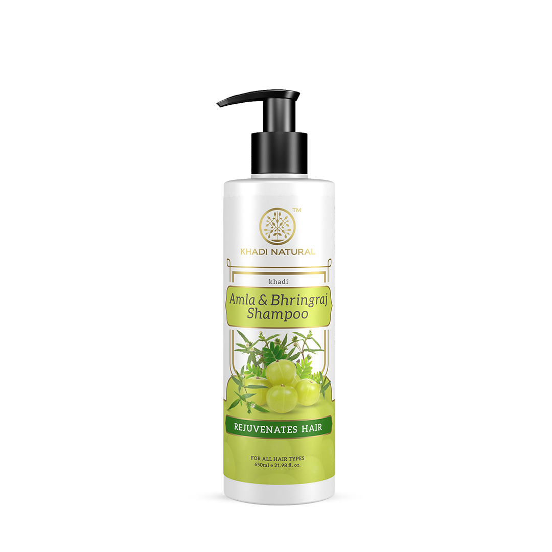 KHADI NATURAL Amla & Bhringraj Shampoo for Controlling Dandruff & Hair fall - 650 ML