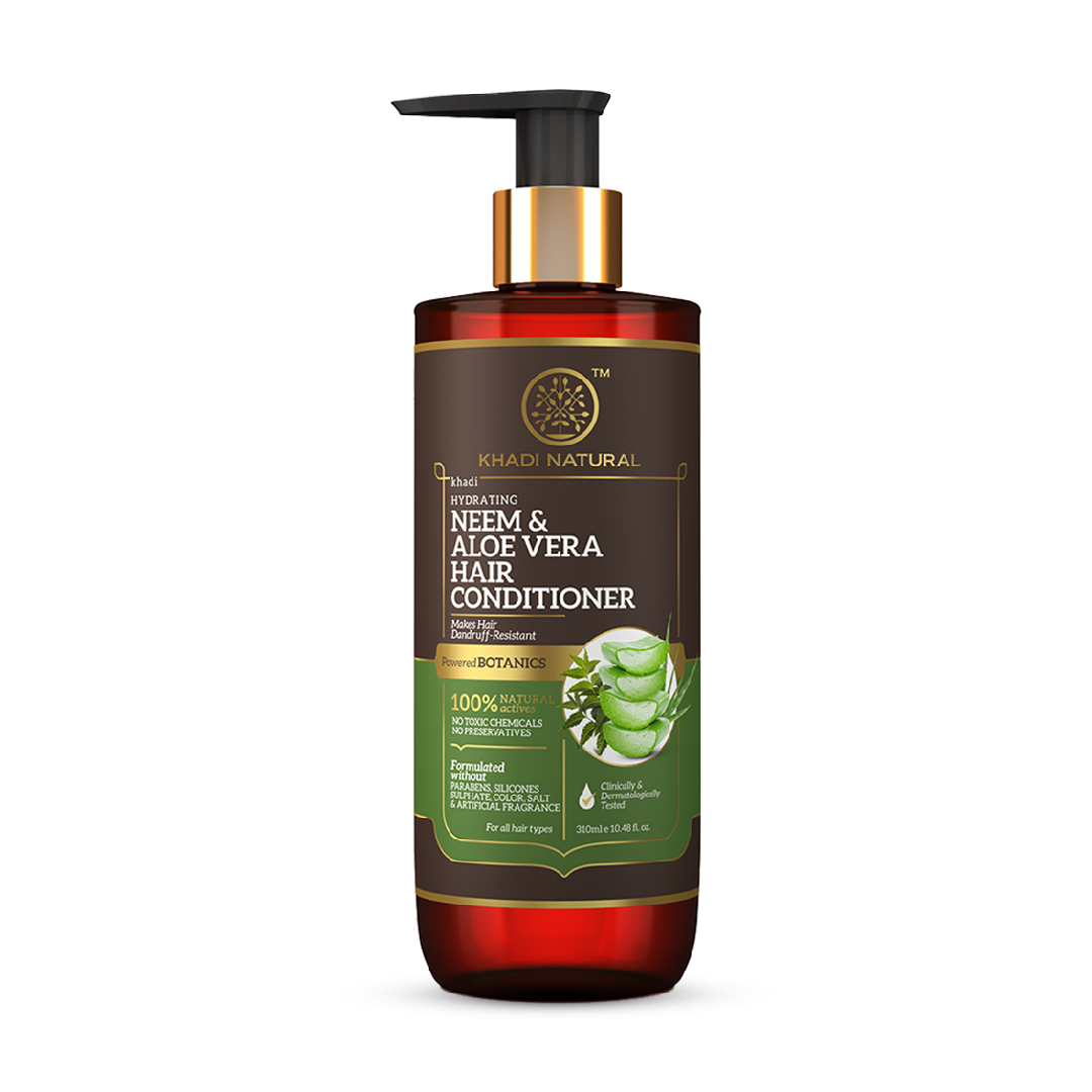 Khadi Natural Neem & Aloe Vera Hair Conditioner - Paraben, Silicones, Sulphate, Color, Salt & Artificial Fragrance Free-310 ml