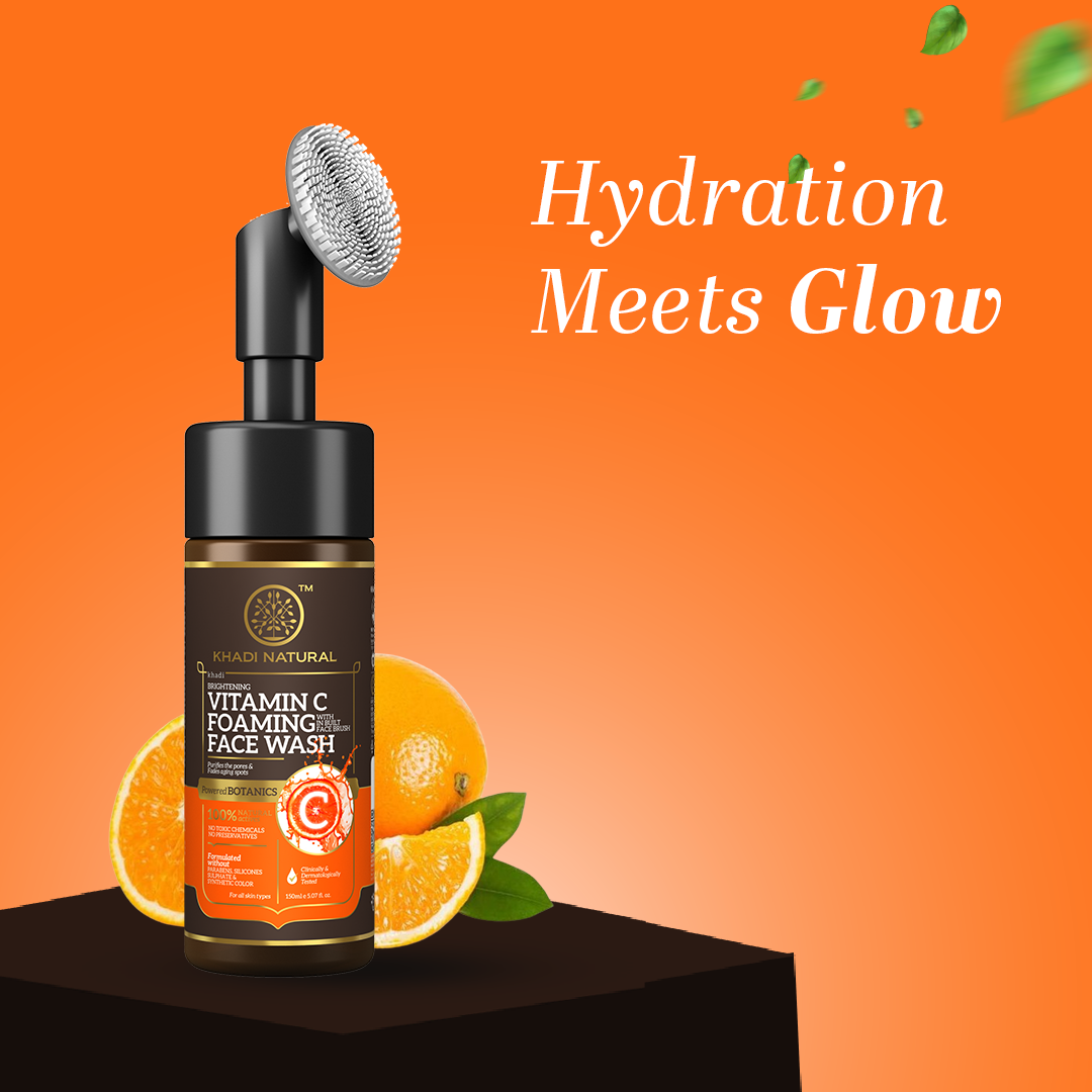 Khadi Natural Vitamin C Foaming Face Wash With  In- Built Face Brush-150ml