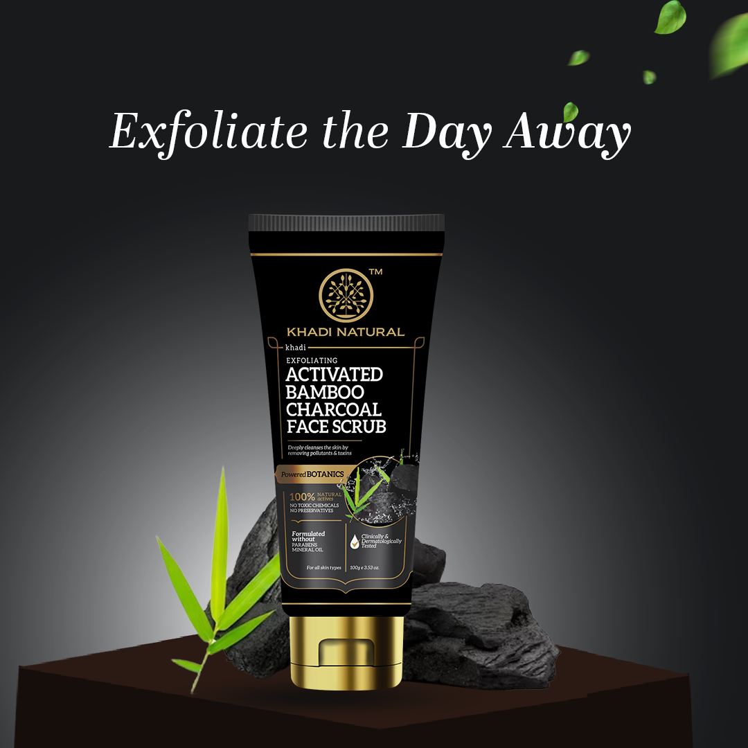 Khadi Natural Activated Bamboo Charcoal Face Scrub 100g