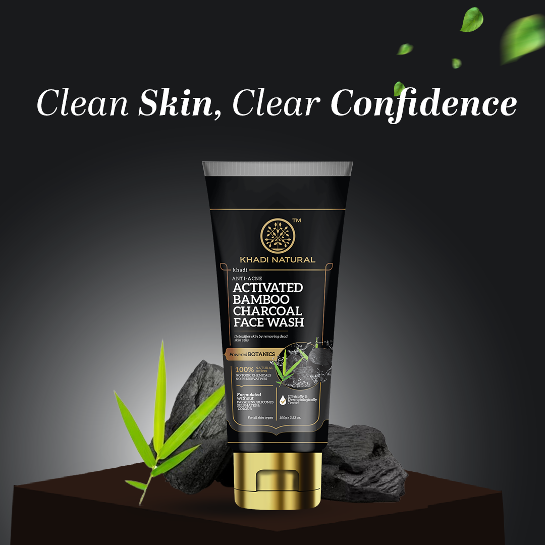 Khadi Natural Activated Bamboo Charcoal Face Wash - 100 gm