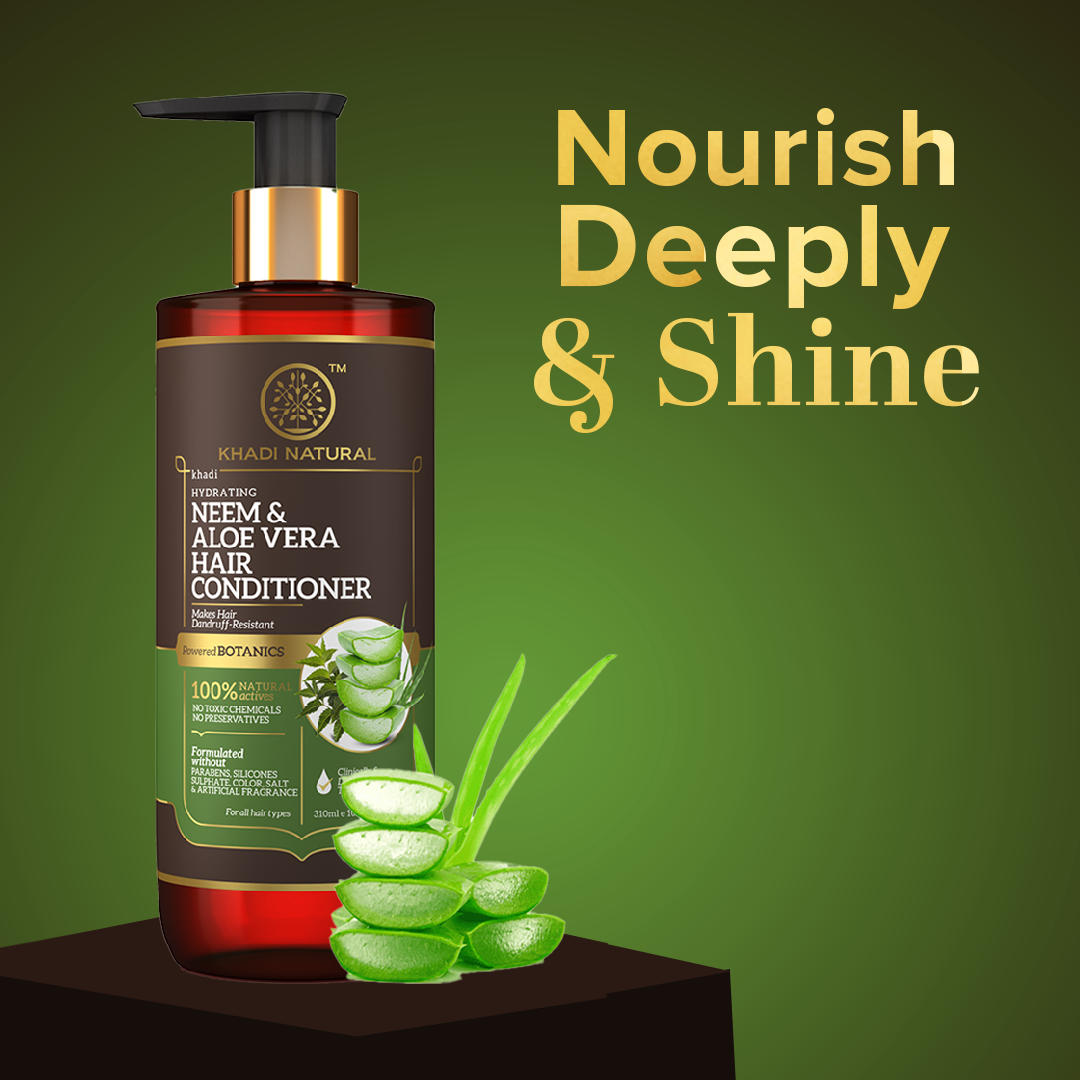Khadi Natural Neem & Aloe Vera Hair Conditioner - Paraben, Silicones, Sulphate, Color, Salt & Artificial Fragrance Free - 310ml