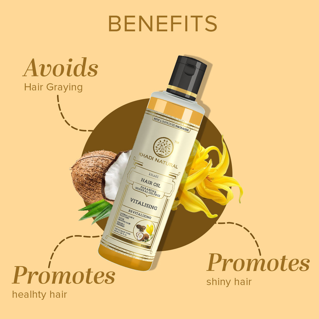 Khadi Natural Vitalising Hair Oil Paraben Mineral Oil Free 210 ml
