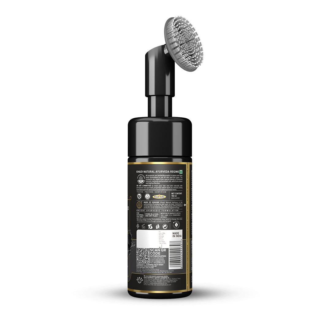 Khadi Natural Activated Bamboo Charcoal Foaming Face Wash With In- Built Face Brush-150 ml
