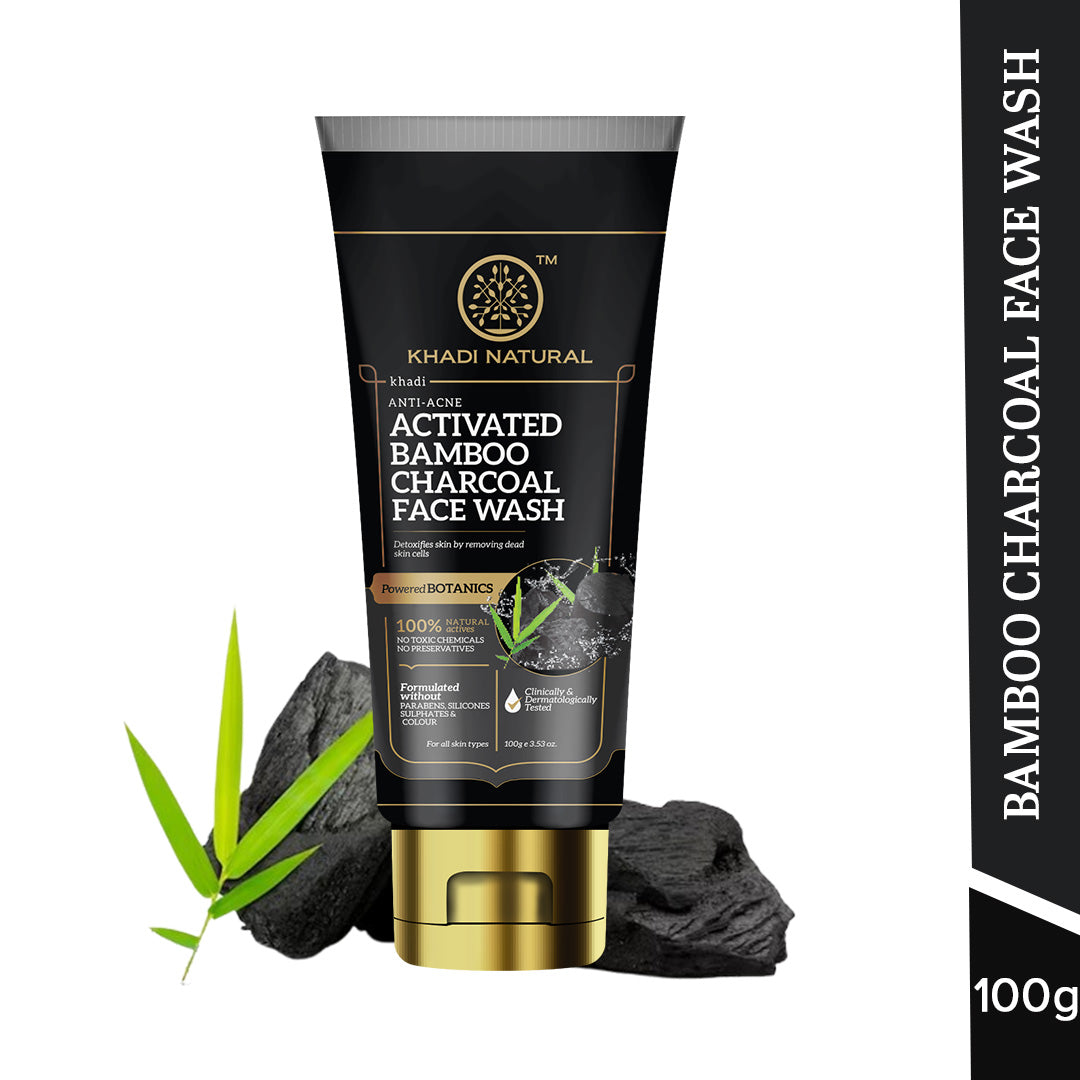 Khadi Natural Activated Bamboo Charcoal Face Wash - 100 gm