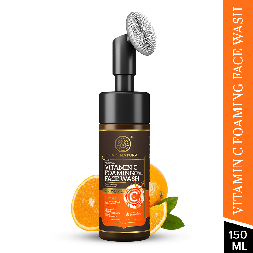 Khadi Natural Vitamin C Foaming Face Wash With  In- Built Face Brush-150ml