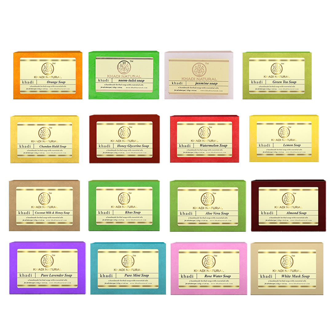 Khadi Natural Handmade Soap Gift Set Pack of 16 125gm x16