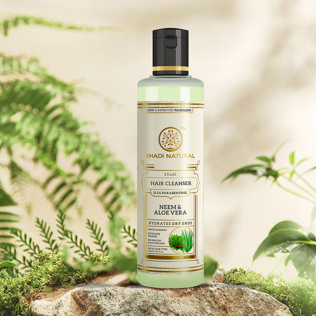 Khadi Natural Neem & Aloevera Herbal Hair Cleanser- Sls & Paraben Free-210 ml