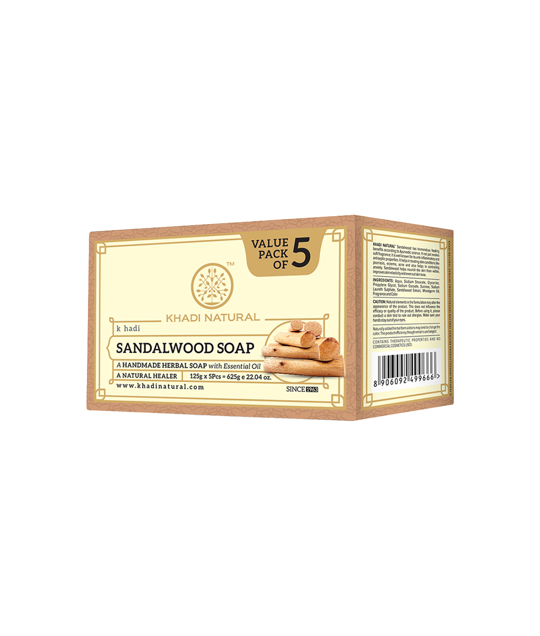 Khadi Natural Sandalwood Soap (Pack of 5)