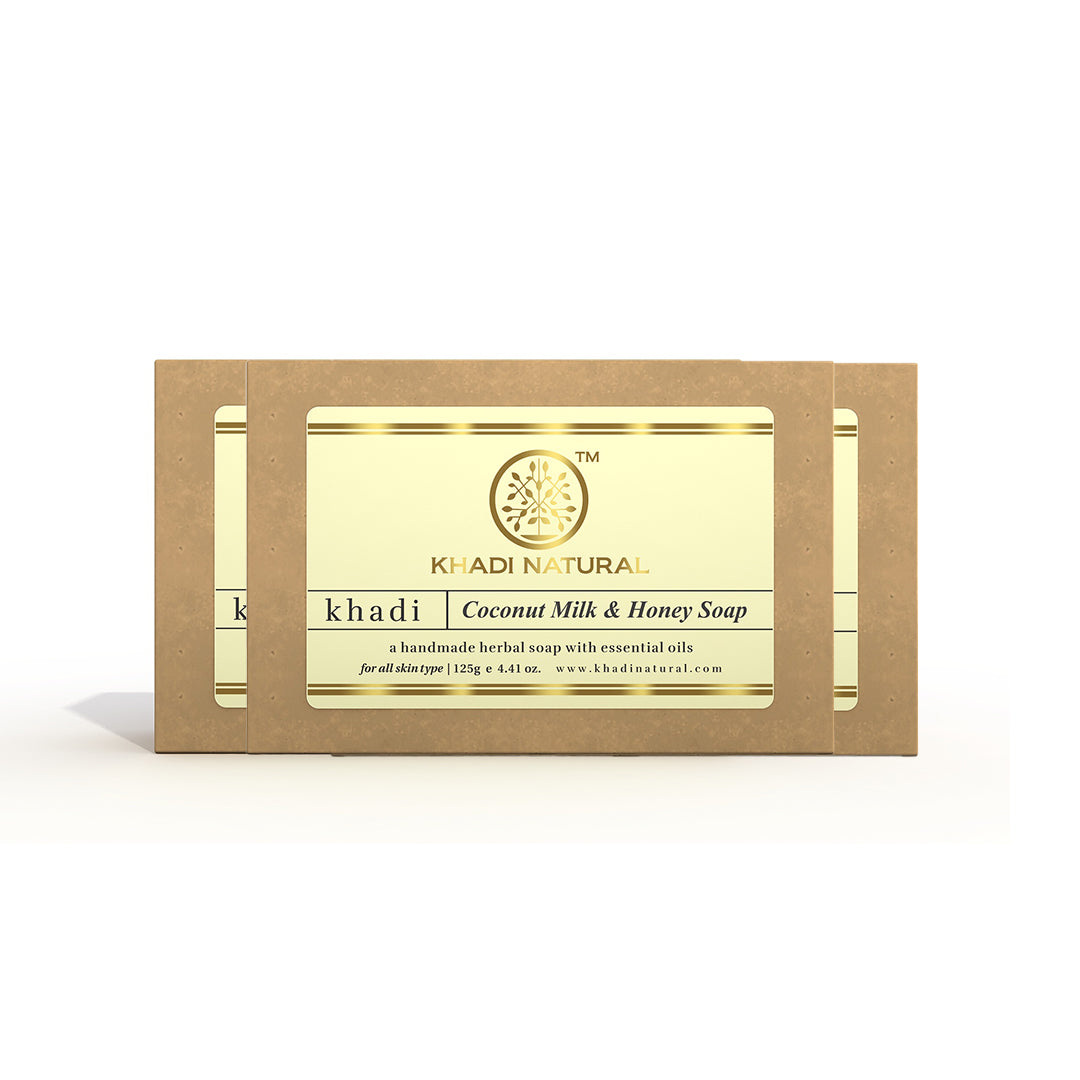 Khadi Natural Herbal Coconut Milk & Honey Soap 125 g (Pack Of 3)