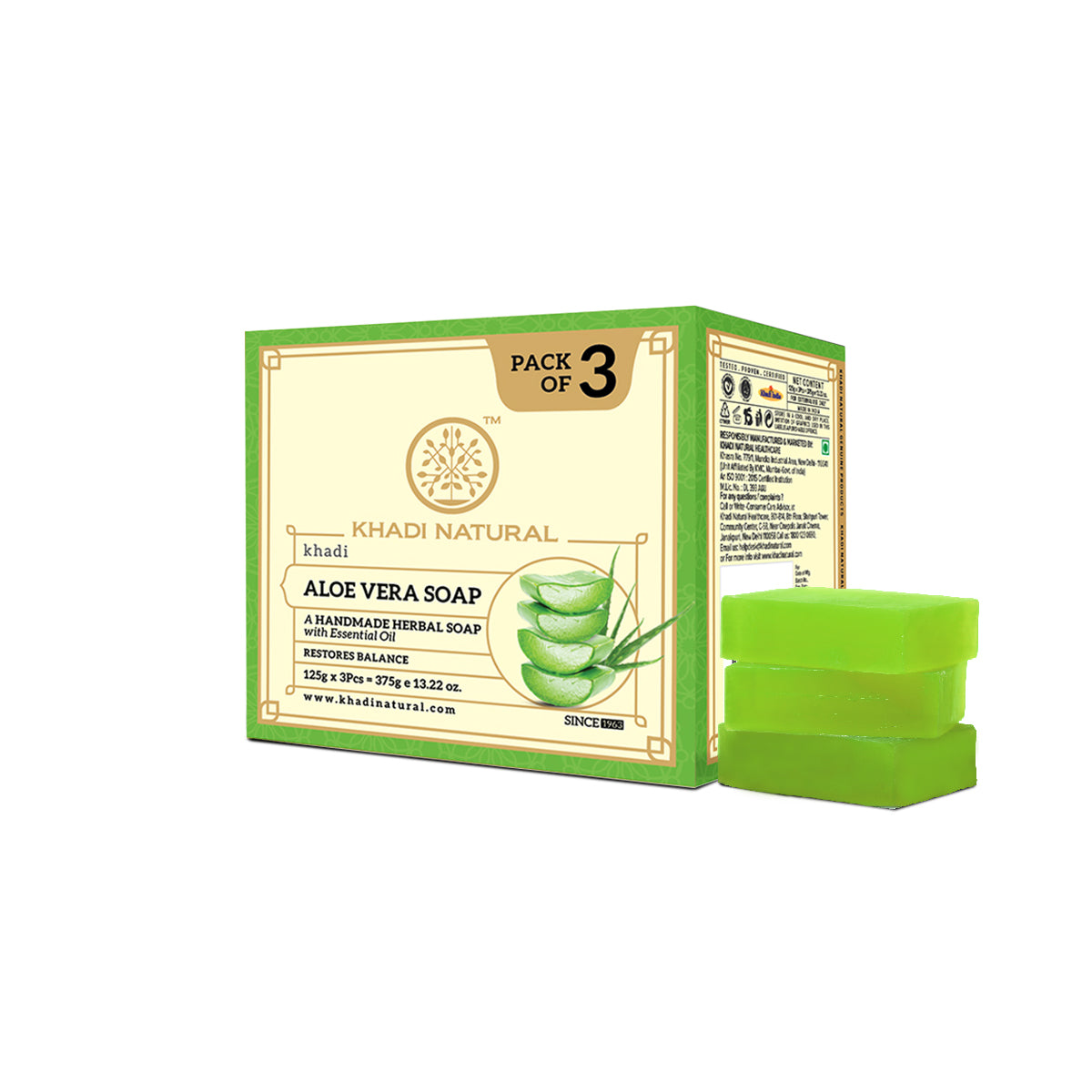 Khadi Natural Aloevera Soap 125 g (Pack Of 3)