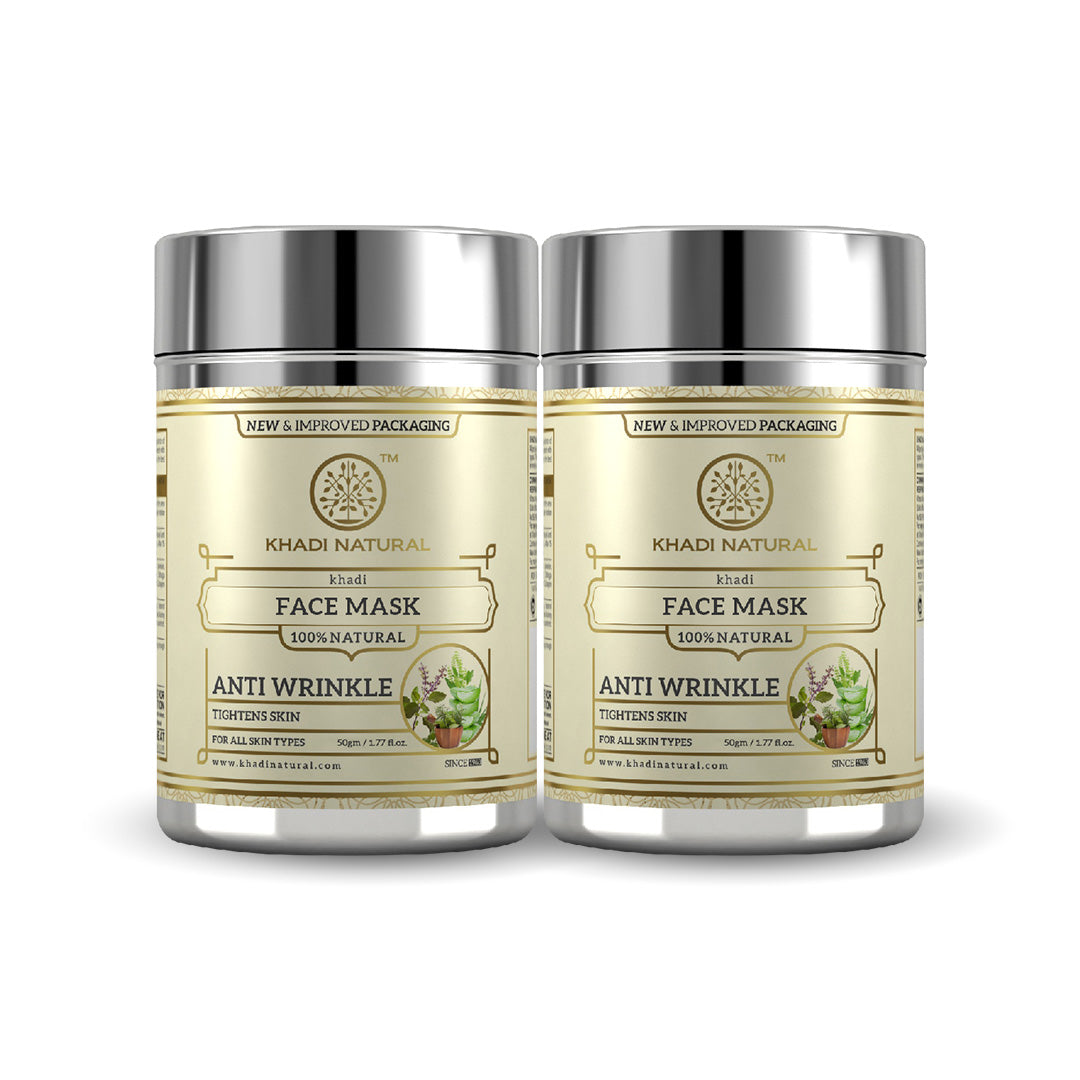 Khadi Natural Anti Wrinkle Face Mask (Set Of 2)