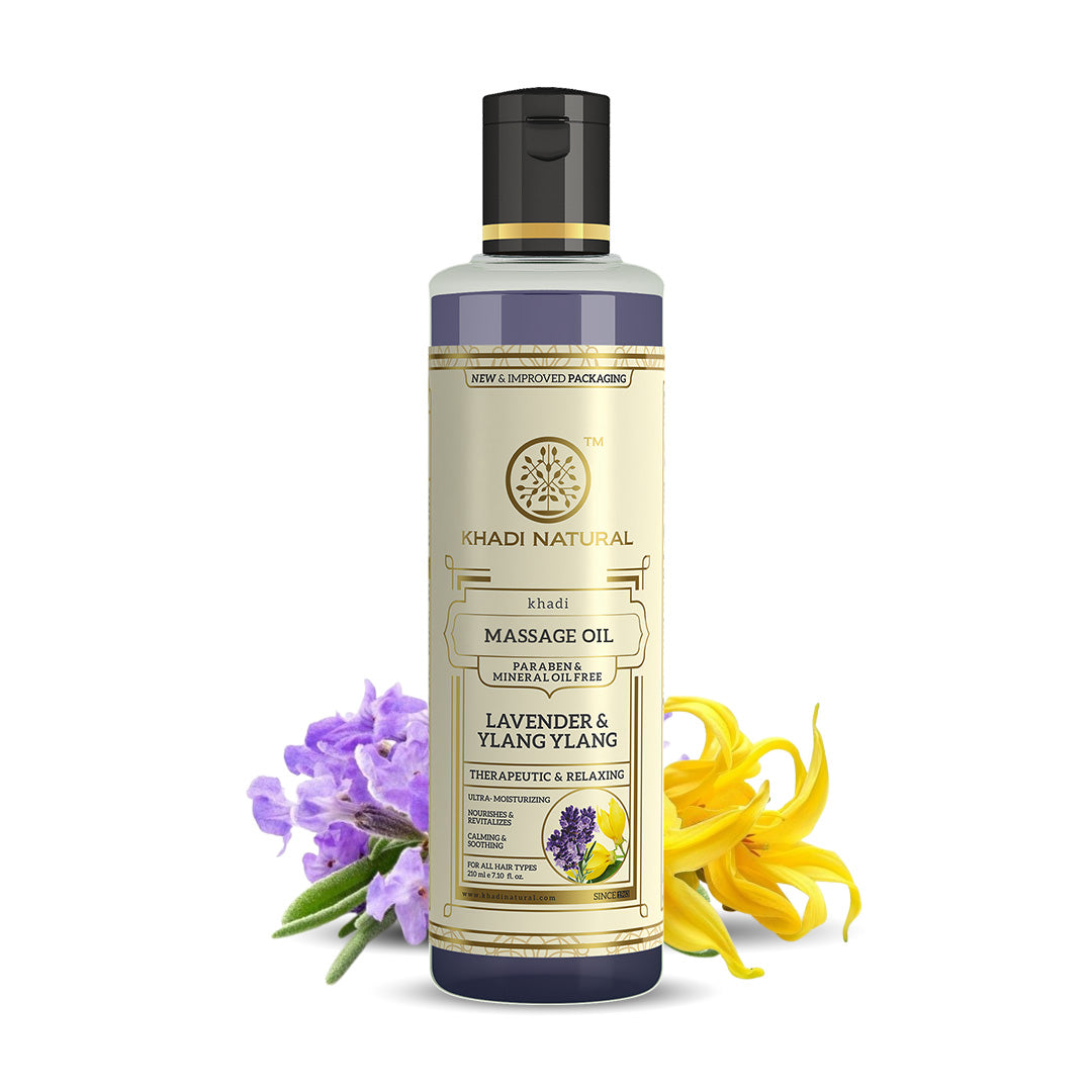 Khadi Natural Lavender & Ylang Ylang Massage Oil Paraben Mineral Oil Free 210 ml