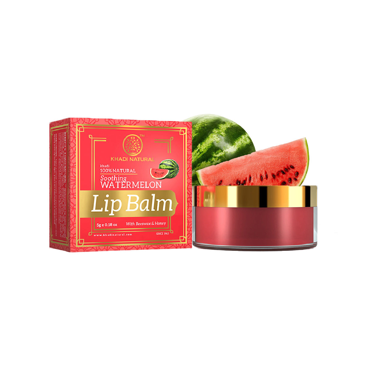 Khadi Natural Watermelon Lip Balm - With Beeswax & Honey-5 g (Pack of 3)