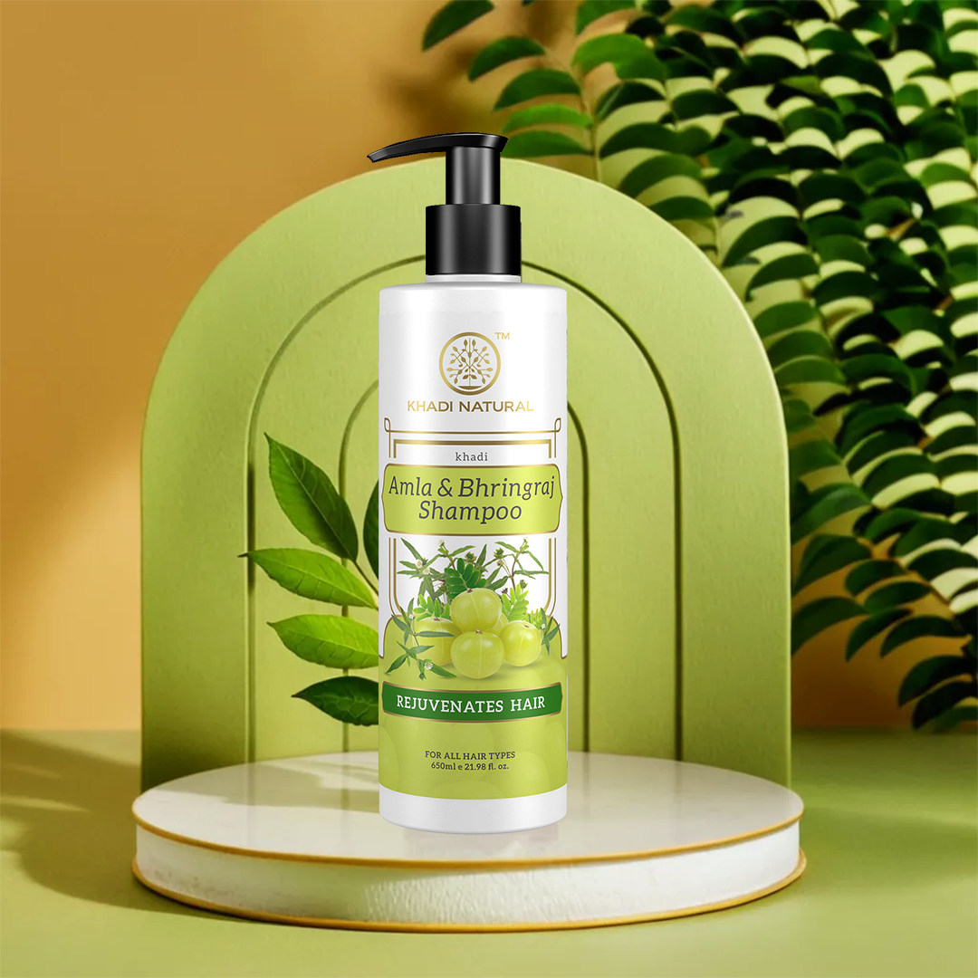 KHADI NATURAL Amla & Bhringraj Shampoo for Controlling Dandruff & Hair fall - 650 ML