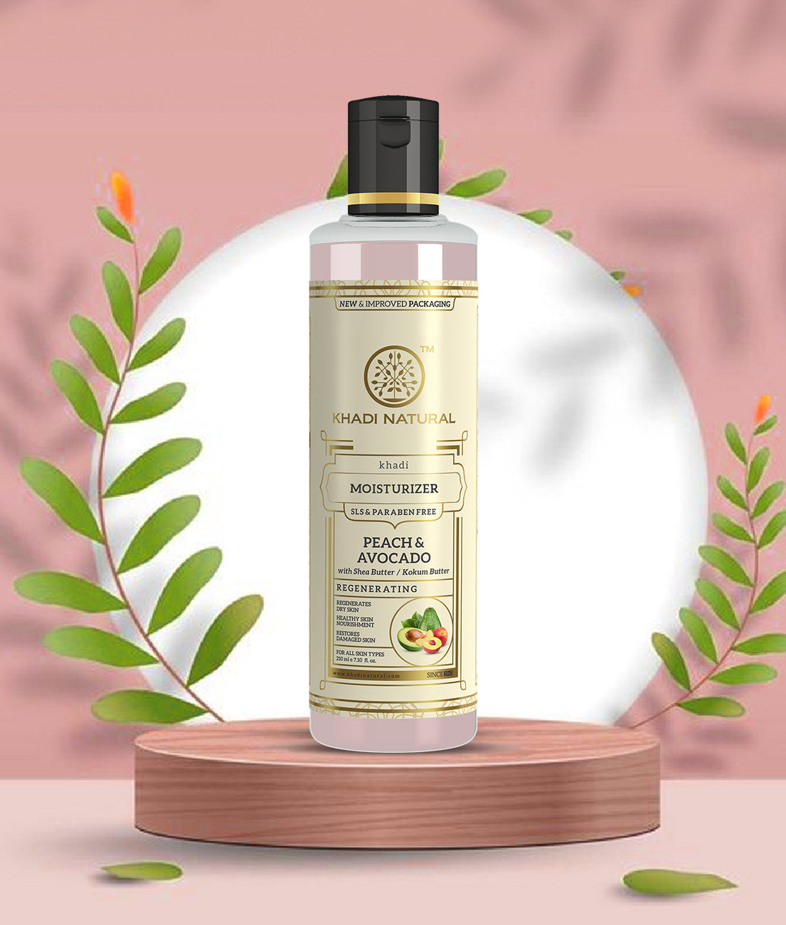 Khadi Natural Peach Avocado Moisturizer with SLS & Paraben Free -210 ml