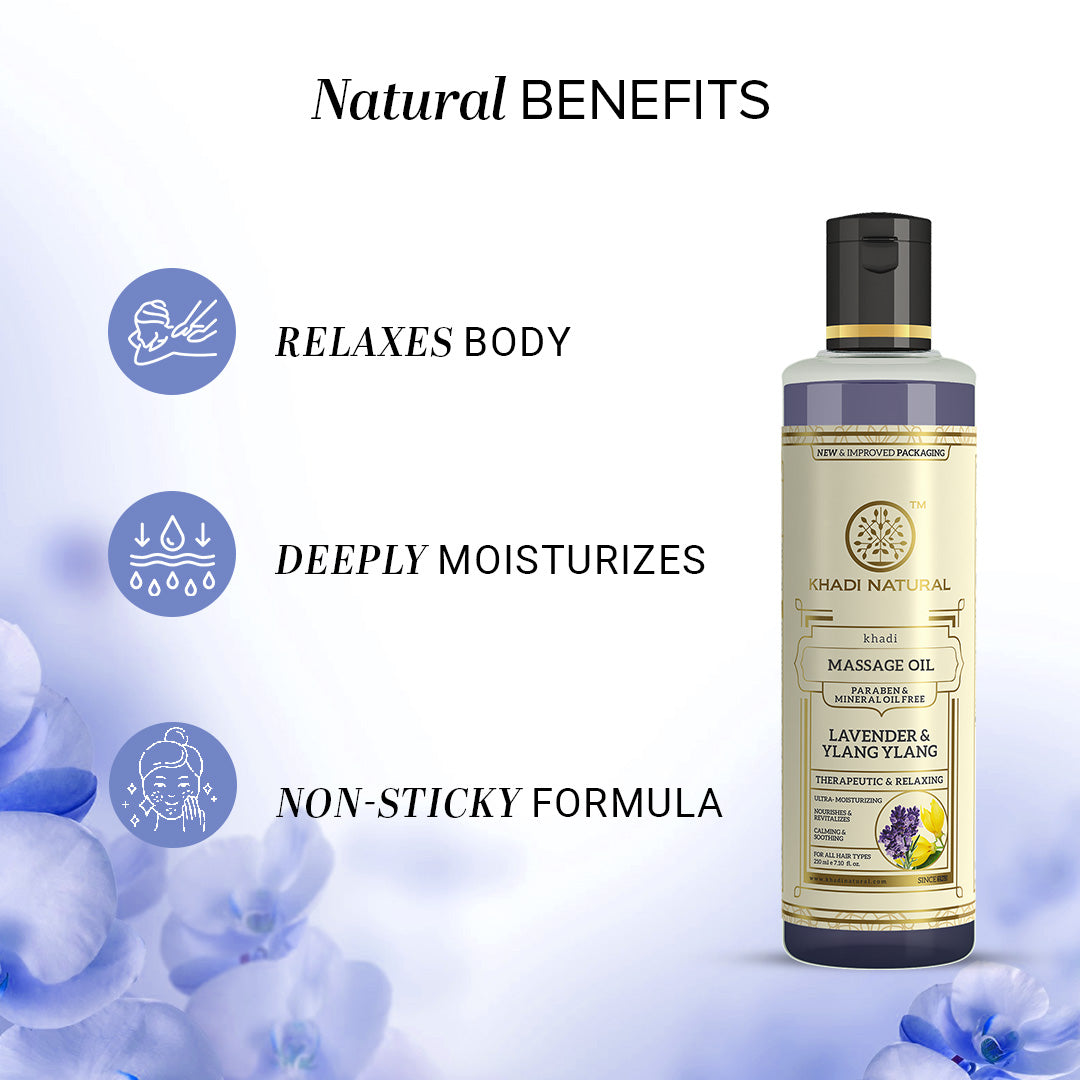 Khadi Natural Lavender & Ylang Ylang Massage Oil Paraben Mineral Oil Free 210 ml