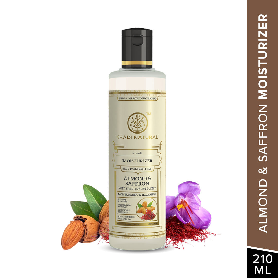 Khadi Natural Almond & Saffron Moisturizer- Sls &  Paraben Free-210 ml