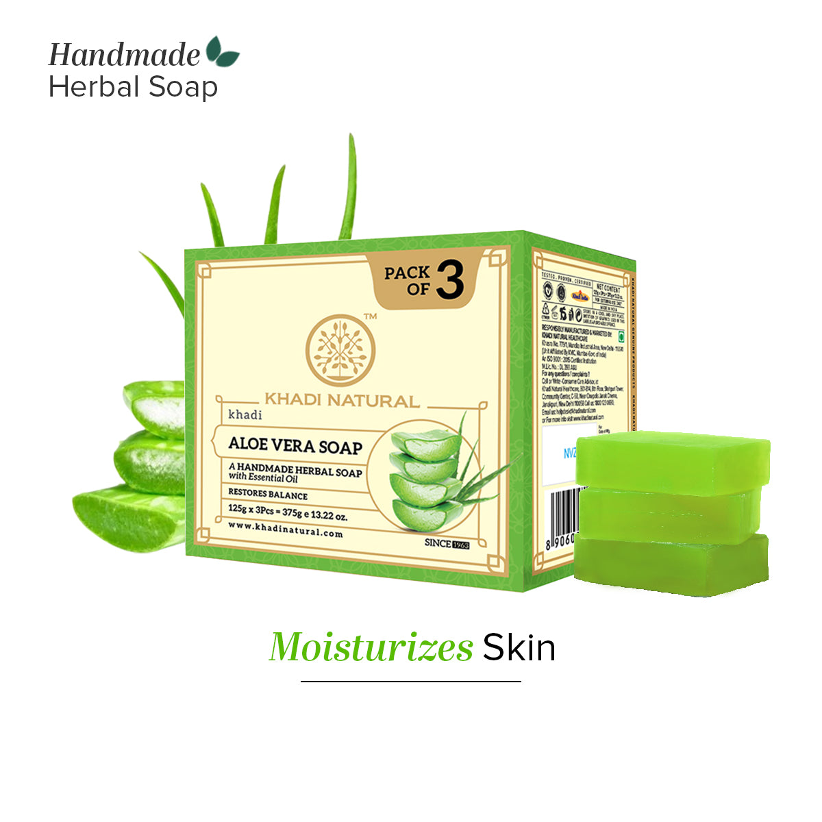 Khadi Natural Aloevera Soap 125 g (Pack Of 3)