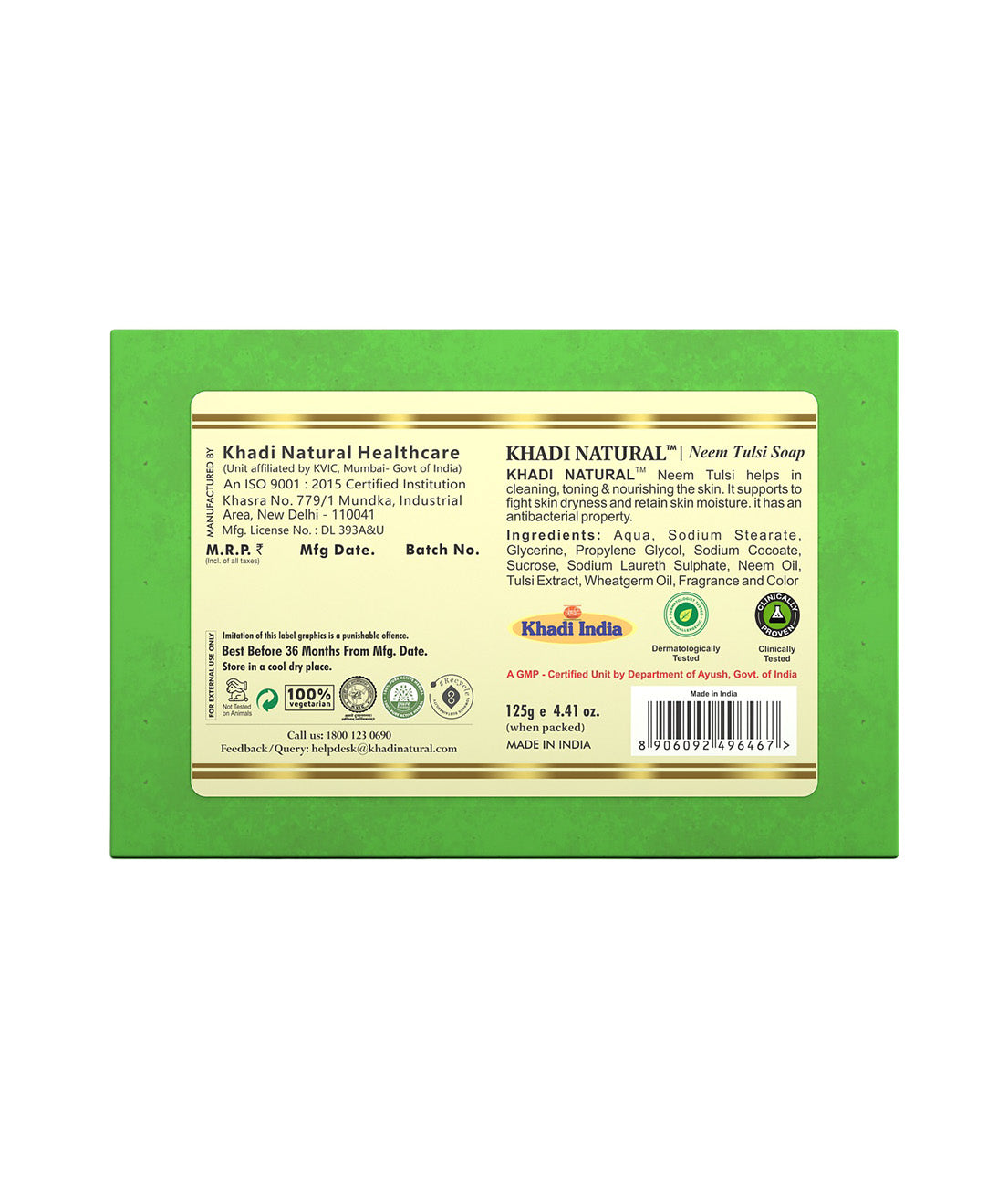 Khadi Natural Neem-Tulsi Soap 125g