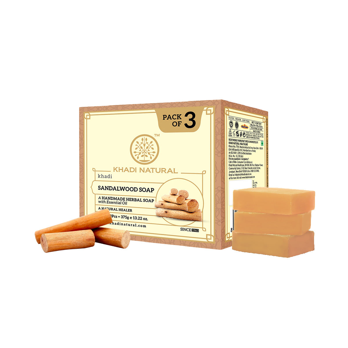 Khadi Natural Sandalwood Soap Pack of 3