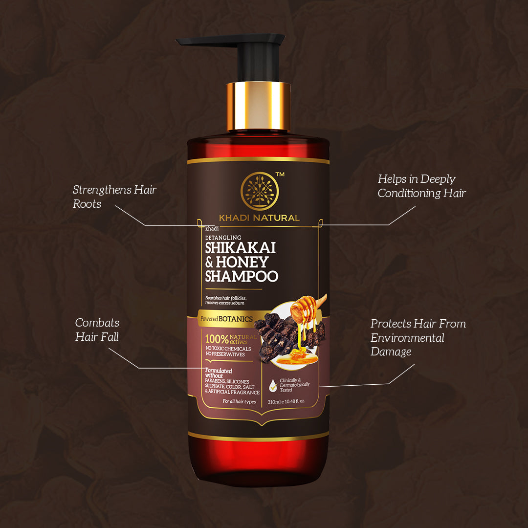 Khadi Natural Shikakai & Honey Shampoo - Powered Botanics - 310ml