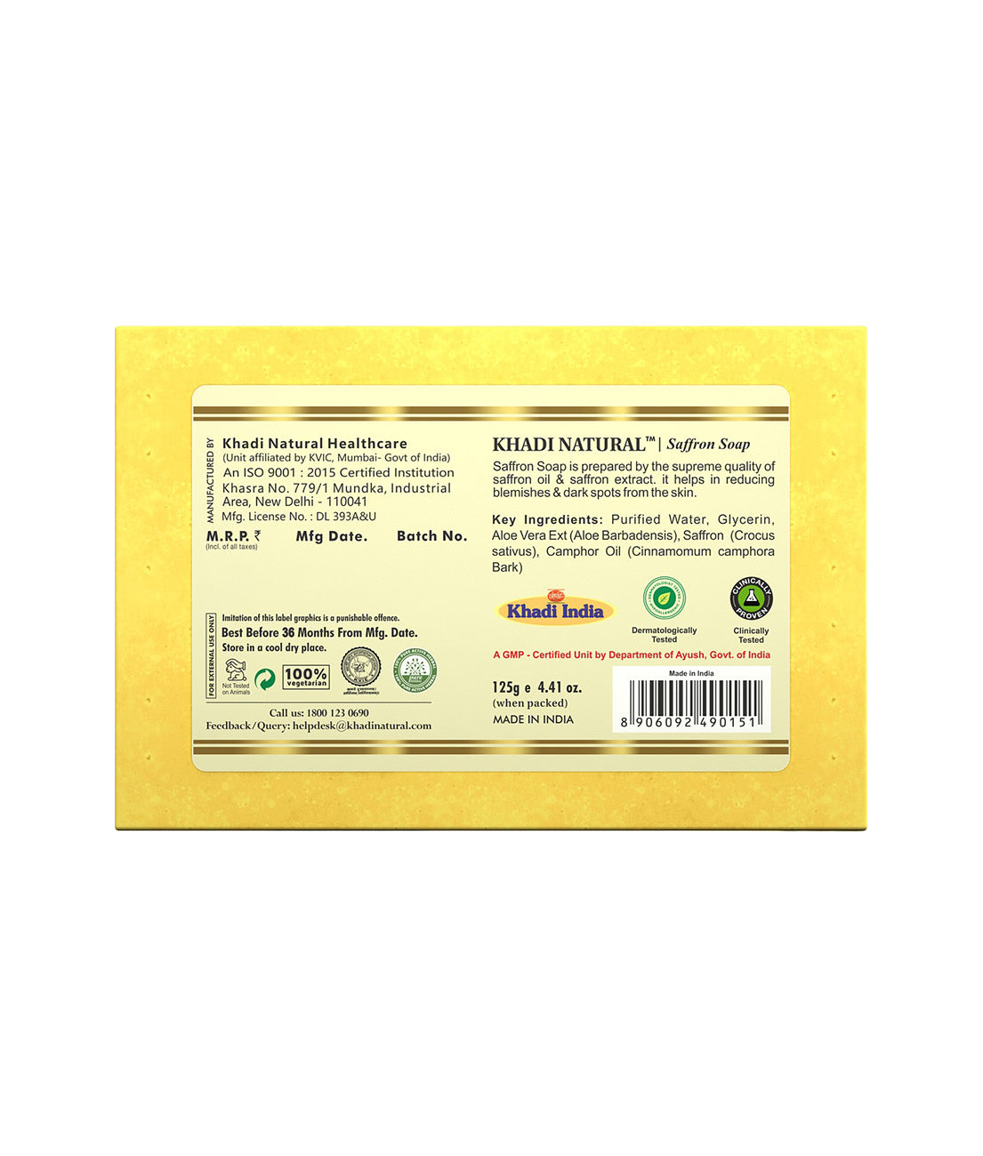 Khadi Natural Saffron Soap 125g