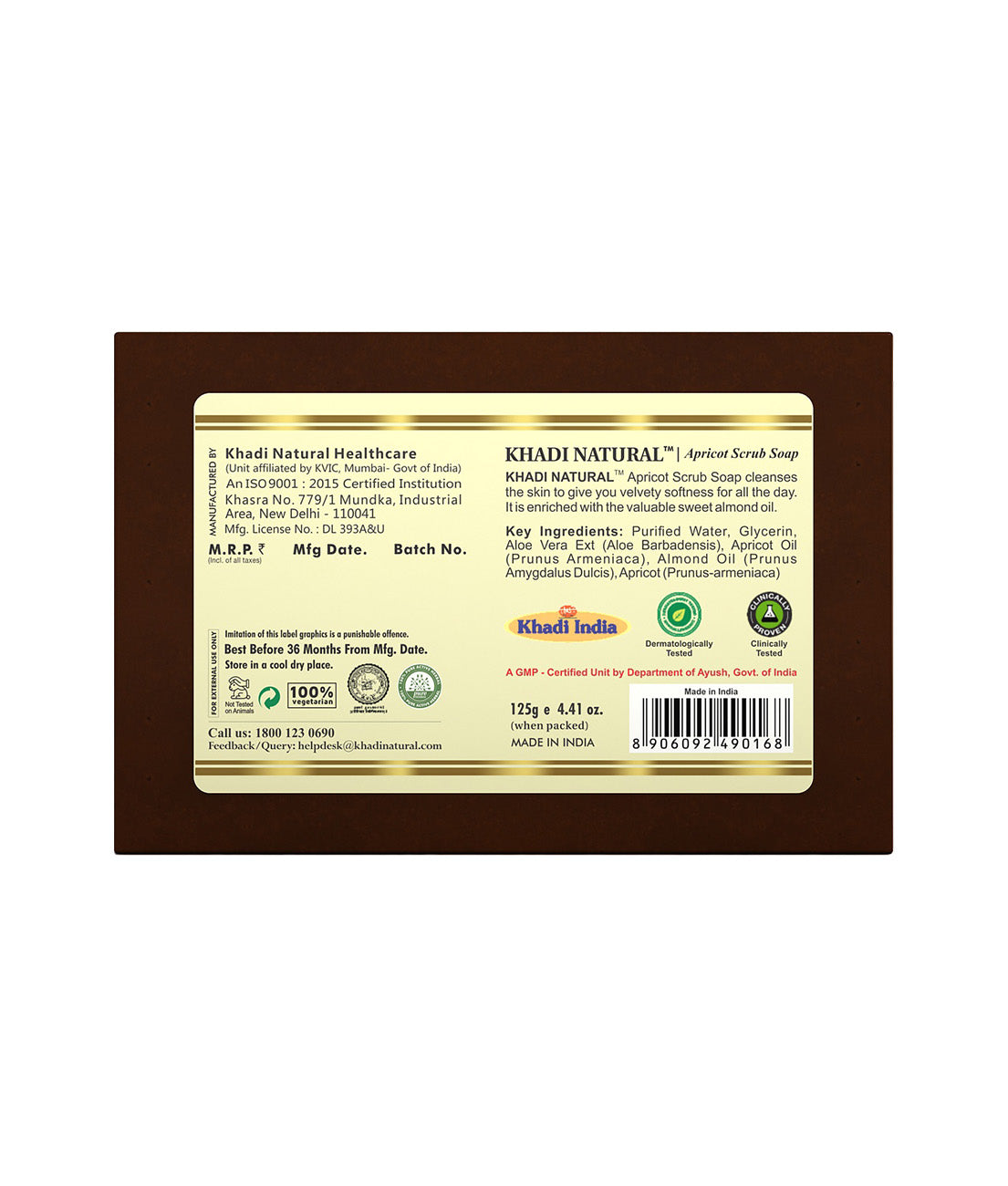 Khadi Natural Apricot Scrub Soap 125g