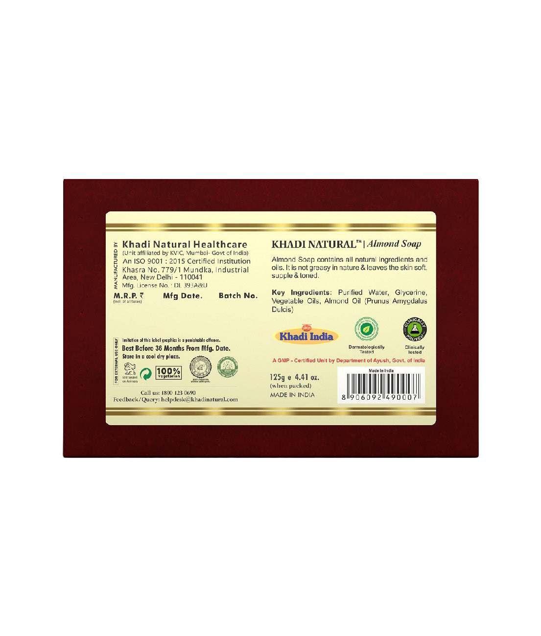 Khadi Natural Almond Soap - 125 g
