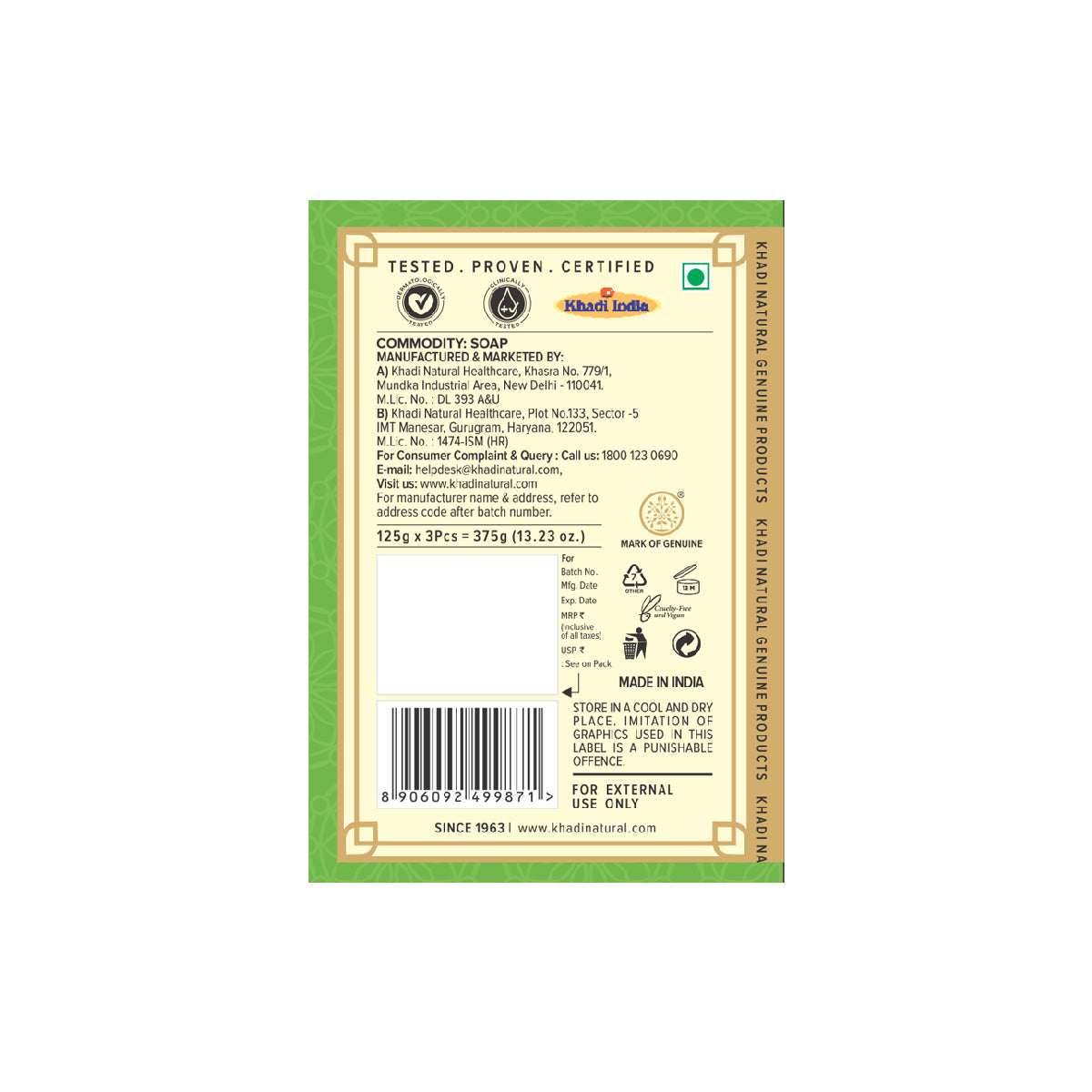 Khadi Natural Aloevera Soap 125 g (Pack Of 3)