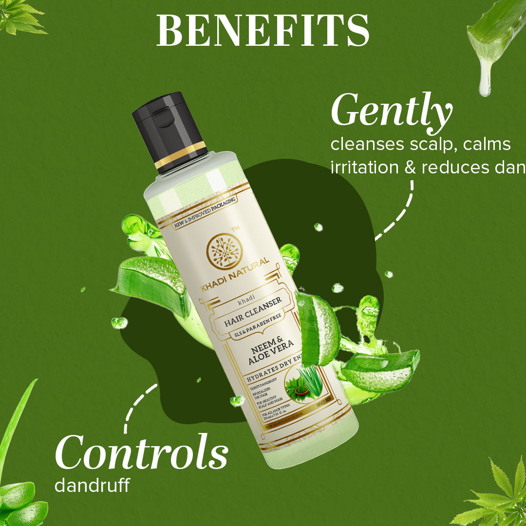 Khadi Natural Neem & Aloevera Herbal Hair Cleanser- Sls & Paraben Free-210 ml
