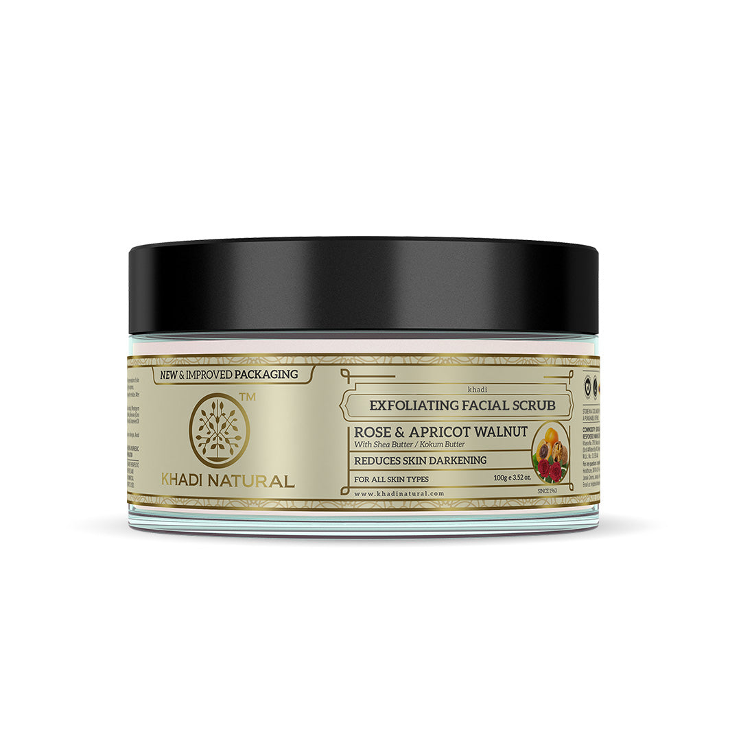 Khadi Natural Apricot & Walnut Cream Scrub With Rose-100 g
