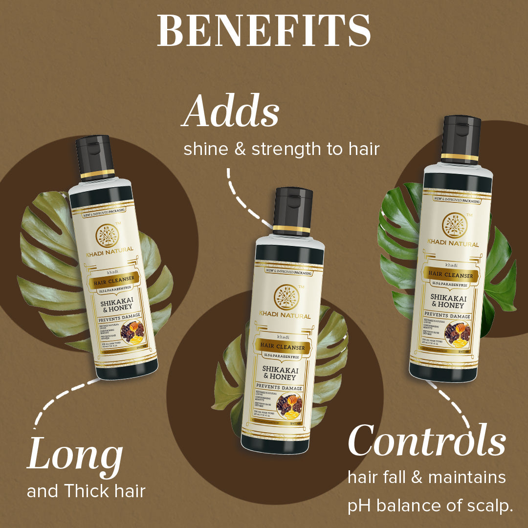 Khadi Natural Shikakai & Honey Hair Cleanser - Sls & Paraben Free-210 ml