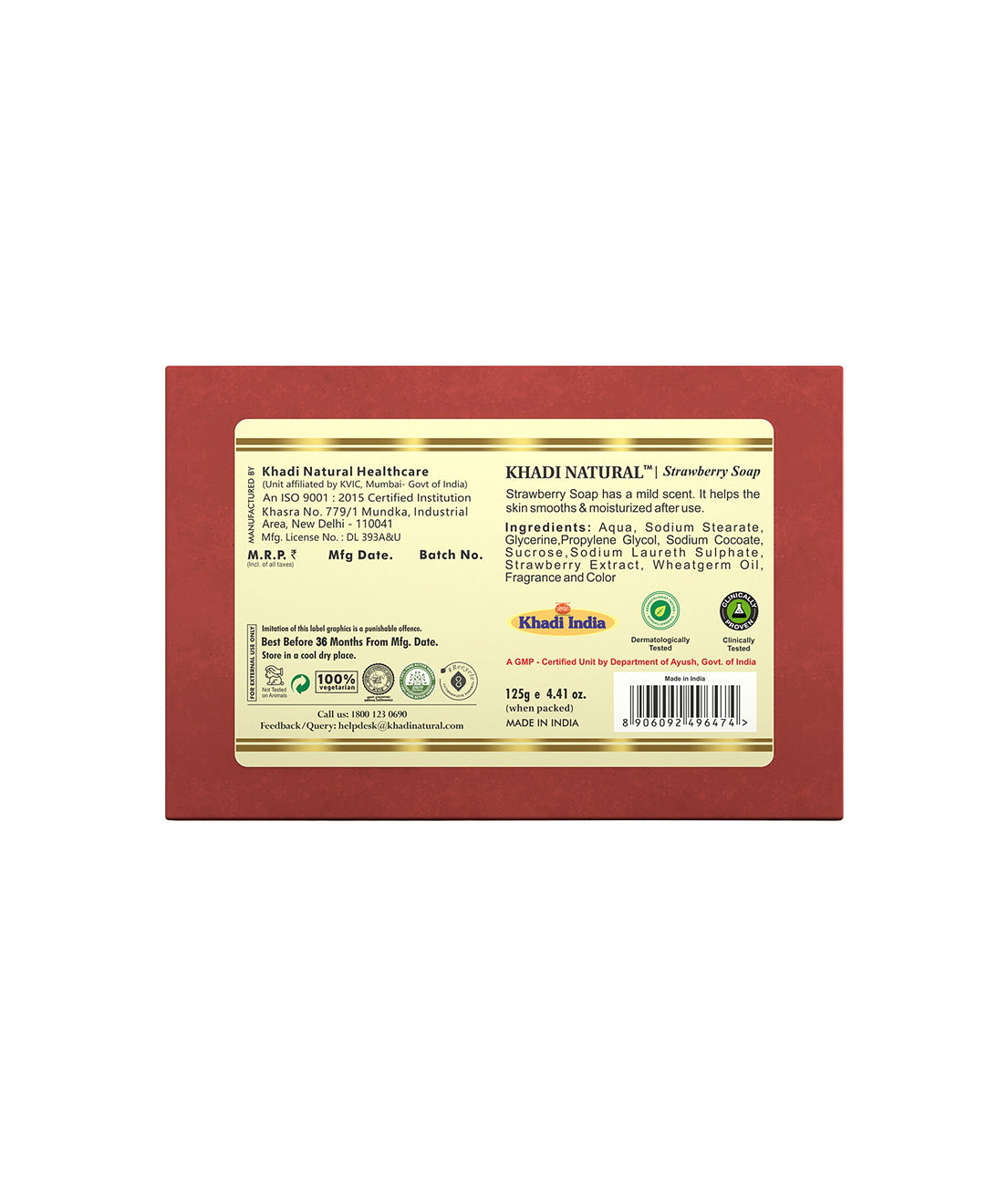 Khadi Natural Strawberry Soap 125g