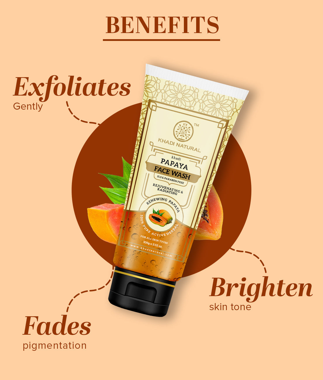 Khadi Natural Papaya Face Wash Sls & Paraben Free-100 g