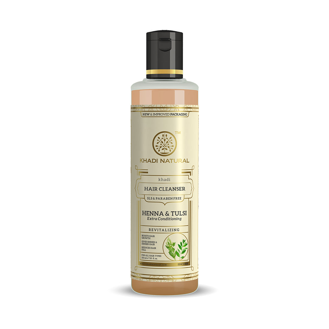 Khadi Natural Herbal Heena Tulsi Extra Hair Conditioning Cleanser- Sls & Paraben Free - 210 ml